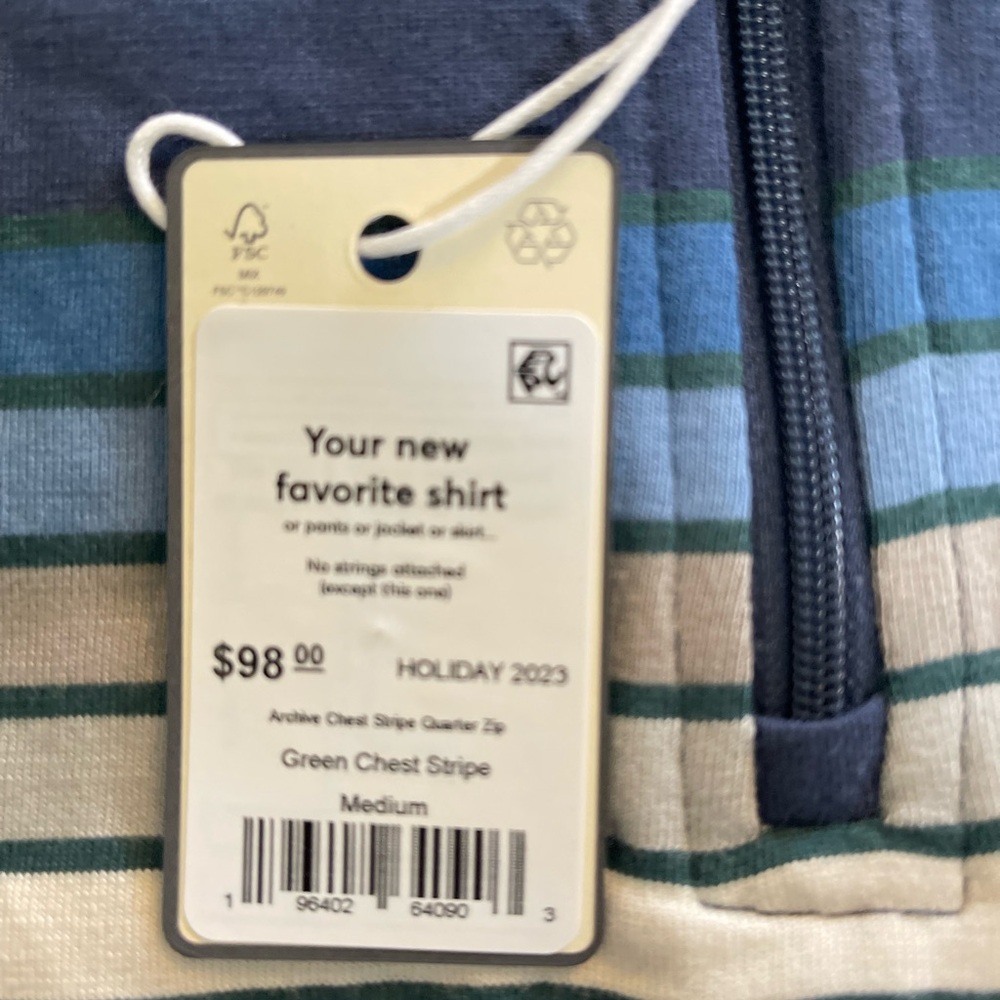 Marine Layer Blue Quarter Zip Pullover With Strip… - image 5